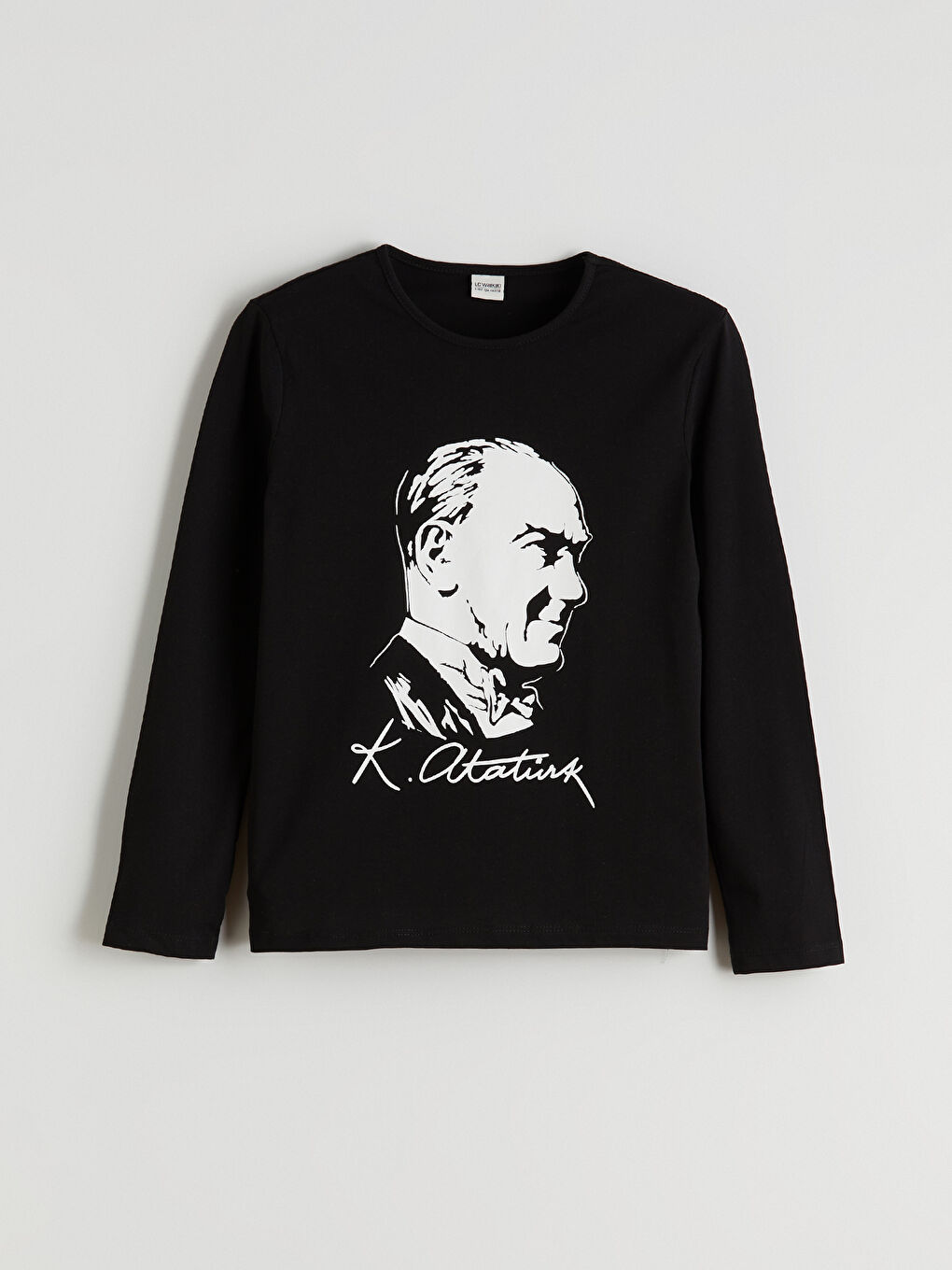 Siyah Bisiklet Yaka Atatürk Baskılı Kız Çocuk Tişört