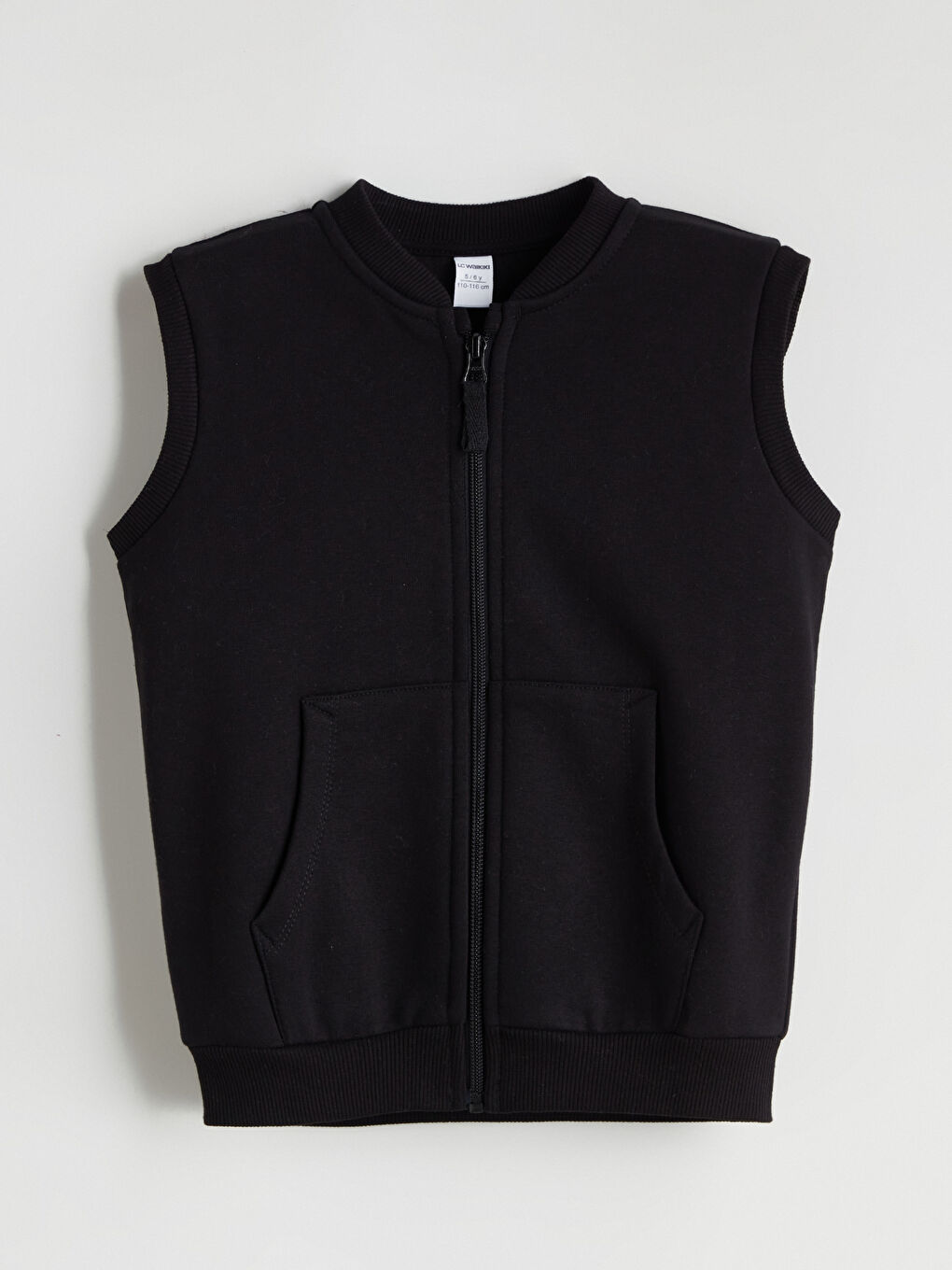 Siyah Bisiklet Yaka Fermuarlı Erkek Çocuk Yelek