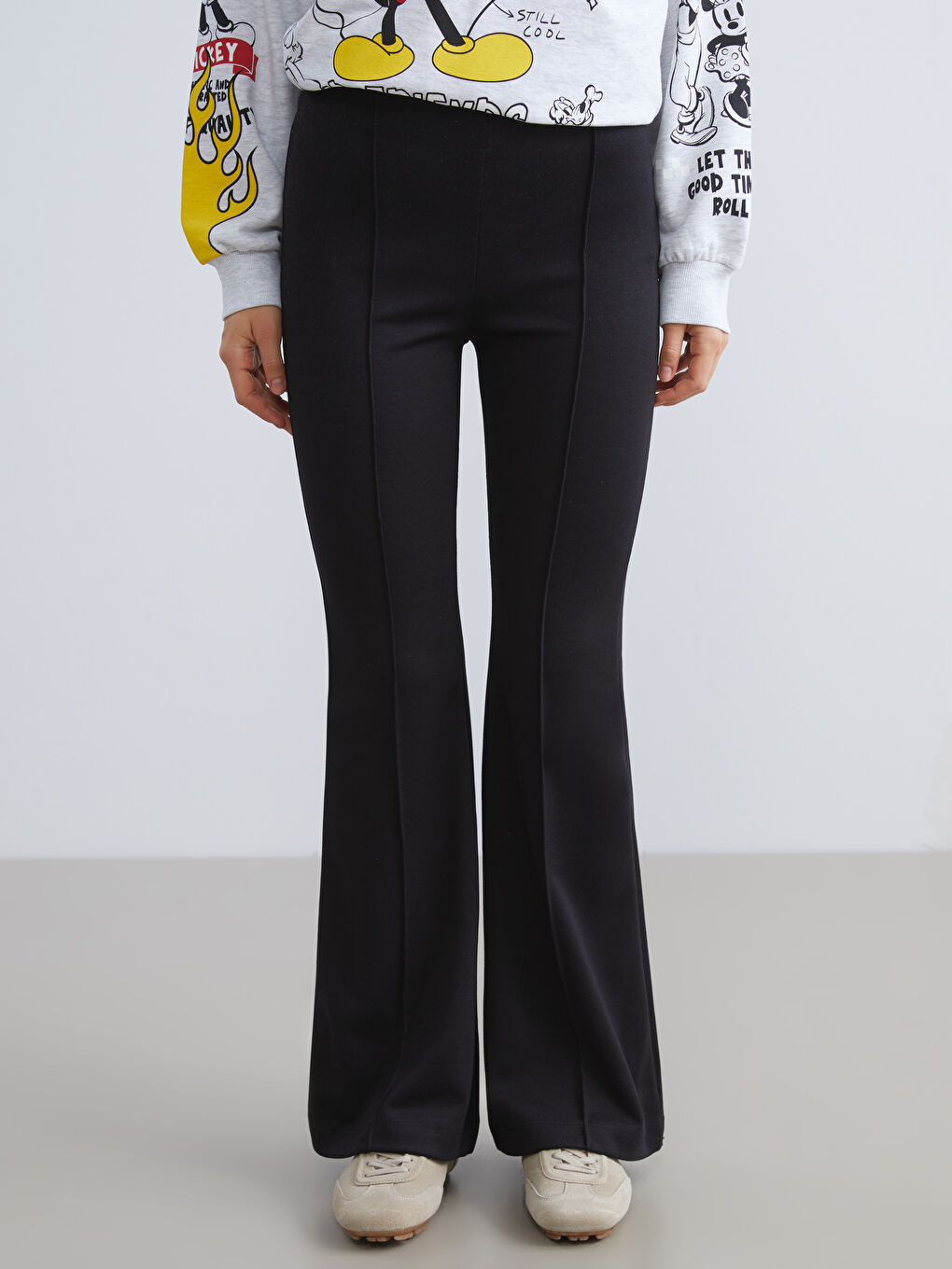 Elastic Waist Spanish Leg Women's Leggings Trousers-1