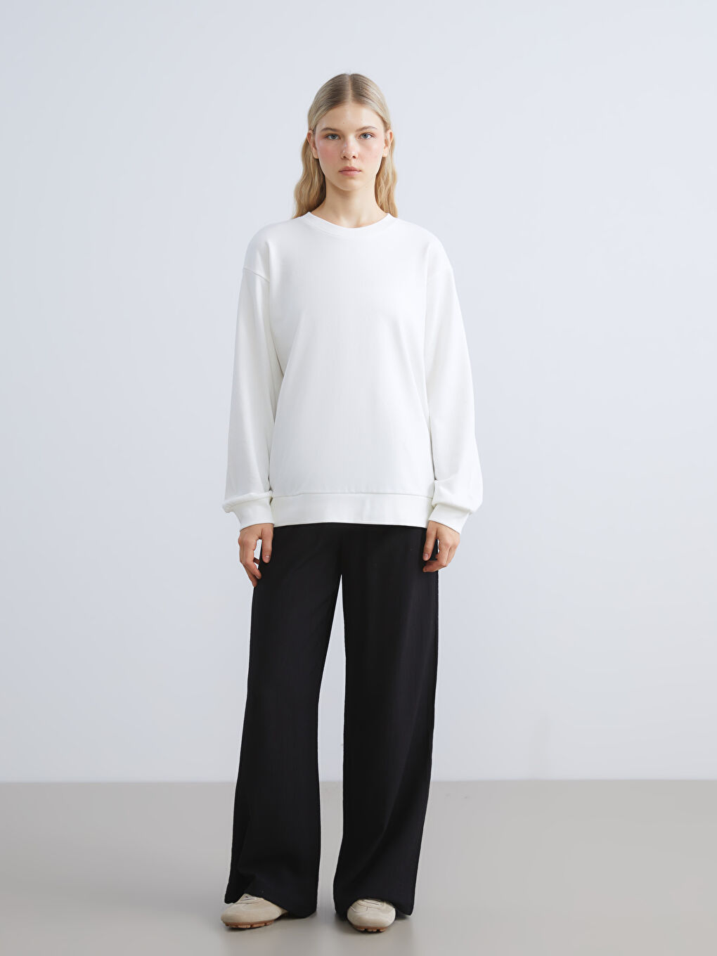 Sweat-shirt Oversize à Col Rond pour Femmes-2