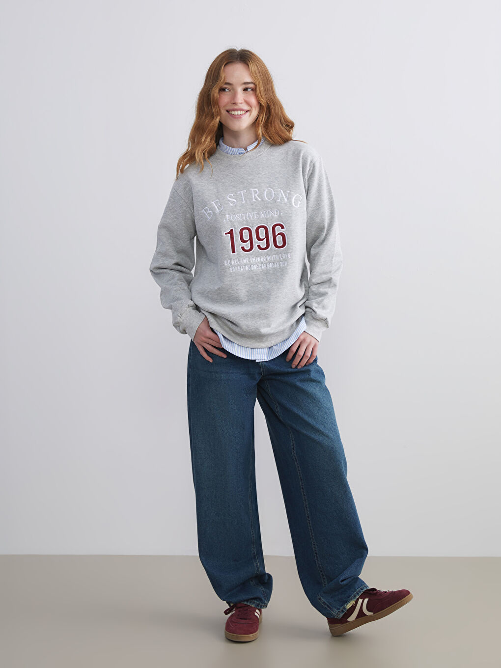 Printed Oversize Women's Thick Sweatshirt-1