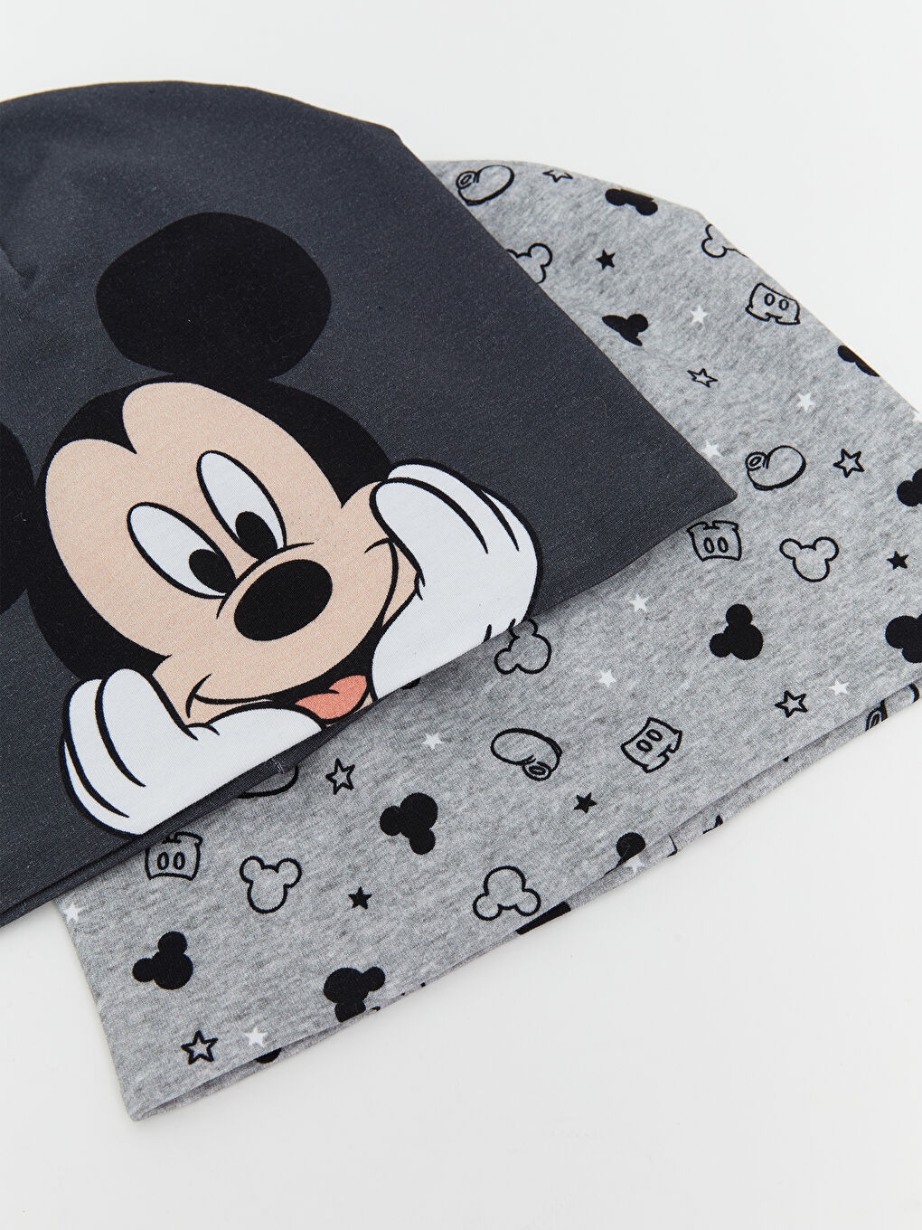 Gri Mickey Mouse Baskılı Erkek Çocuk Bere 2'li-1