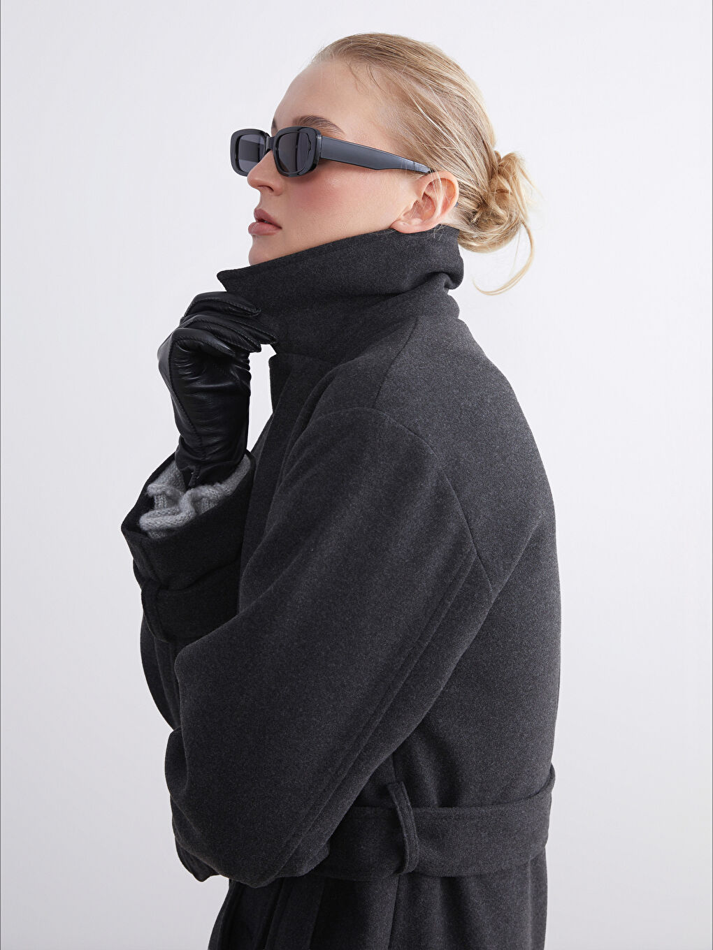 Woman ANTHRACITE Wool Blended Overcoat-1