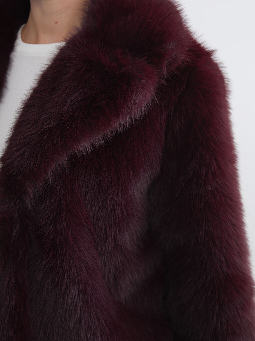 Mürdüm Ceket Yaka Kadın Kürk Mont-2