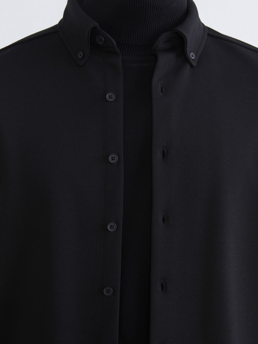 Siyah Regular Fit Desenli Uzun Kollu Erkek Gömlek-2