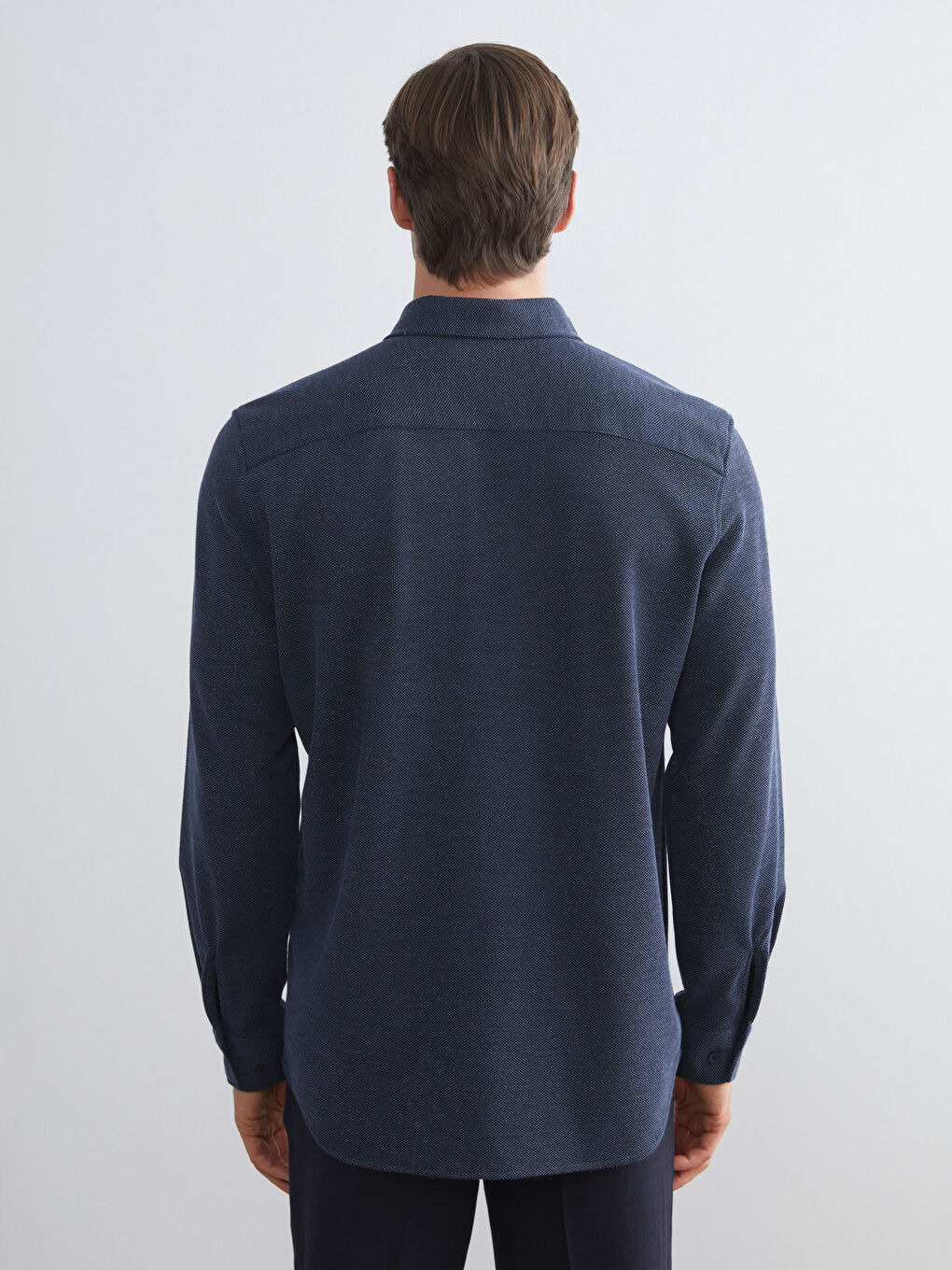 Lacivert Regular Fit Desenli Uzun Kollu Erkek Gömlek-3