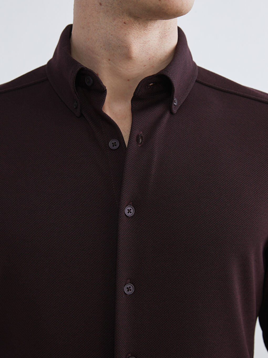 Bordo Regular Fit Desenli Uzun Kollu Erkek Gömlek-2