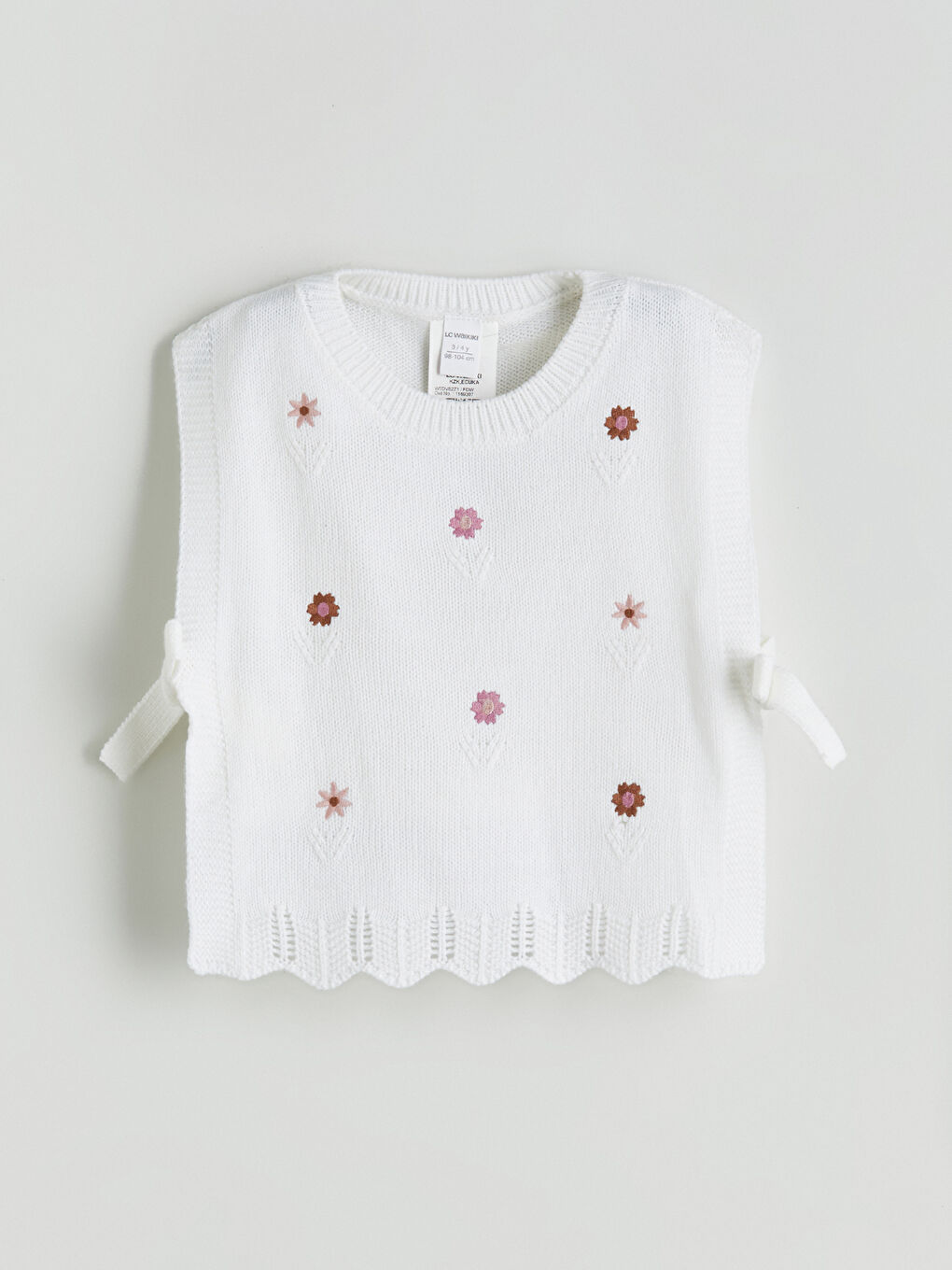 Crew Neck Floral Girls' Knitwear Sweater Vest