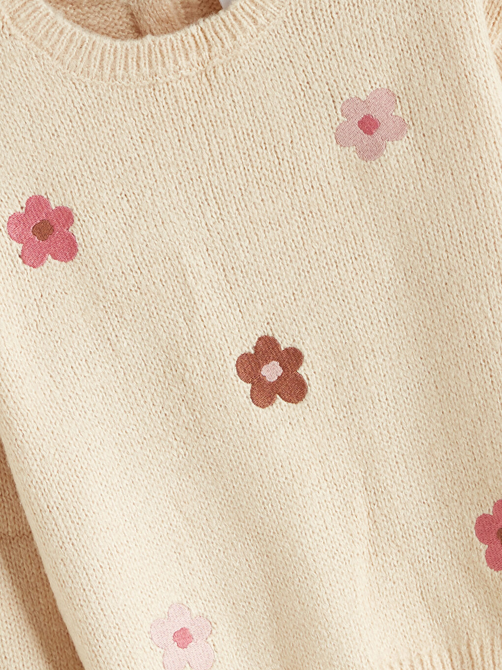 Crew Neck Floral Girls' Knitwear Sweater-1