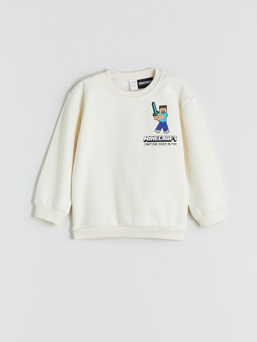 Bej Minecraft Baskılı Erkek Bebek Sweatshirt