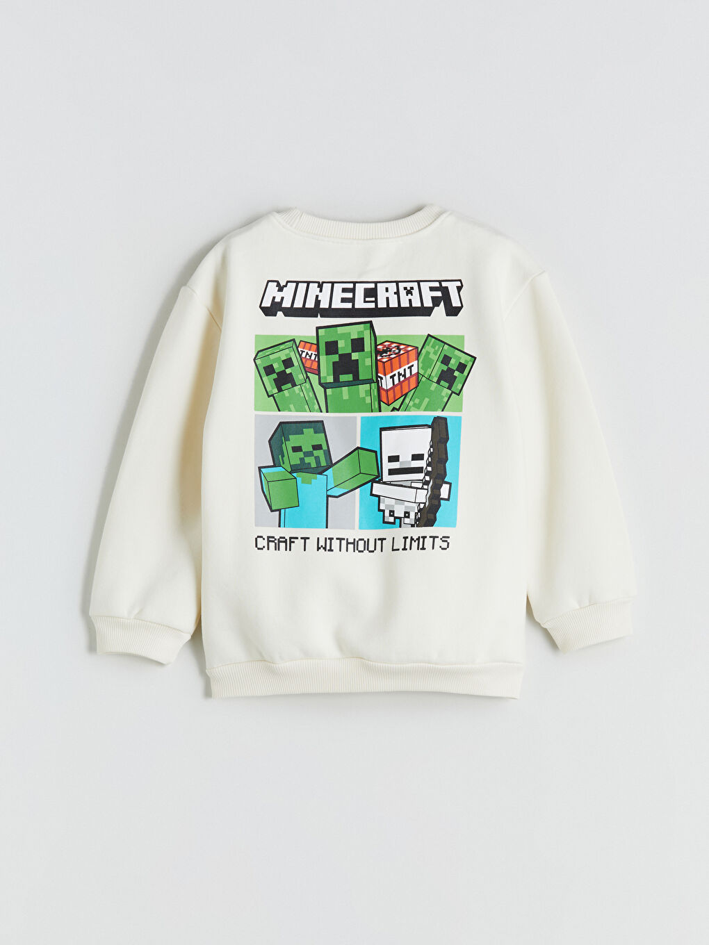 Bej Minecraft Baskılı Erkek Bebek Sweatshirt-1