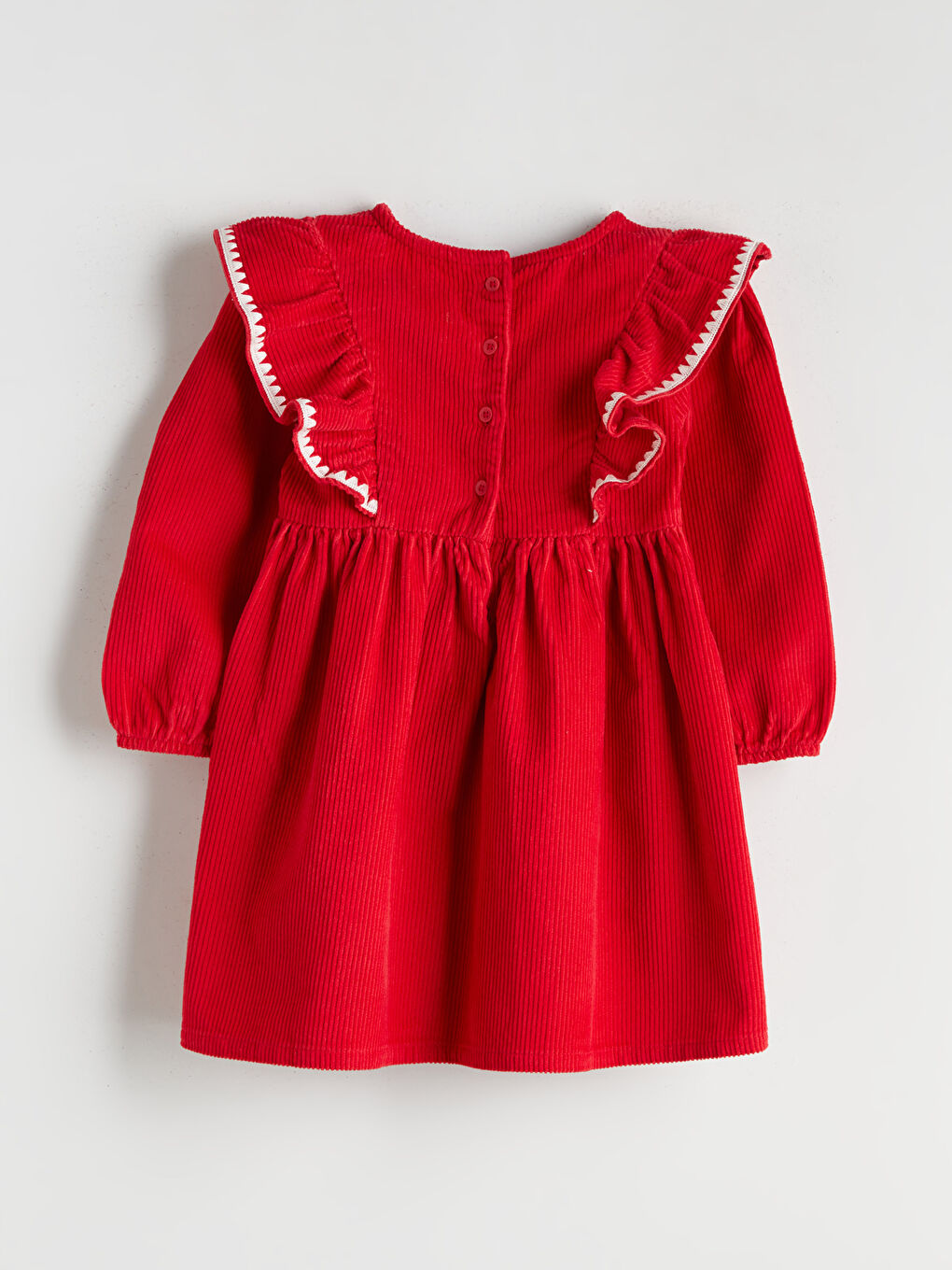 Crew Neck Velvet Girls' Dress-1