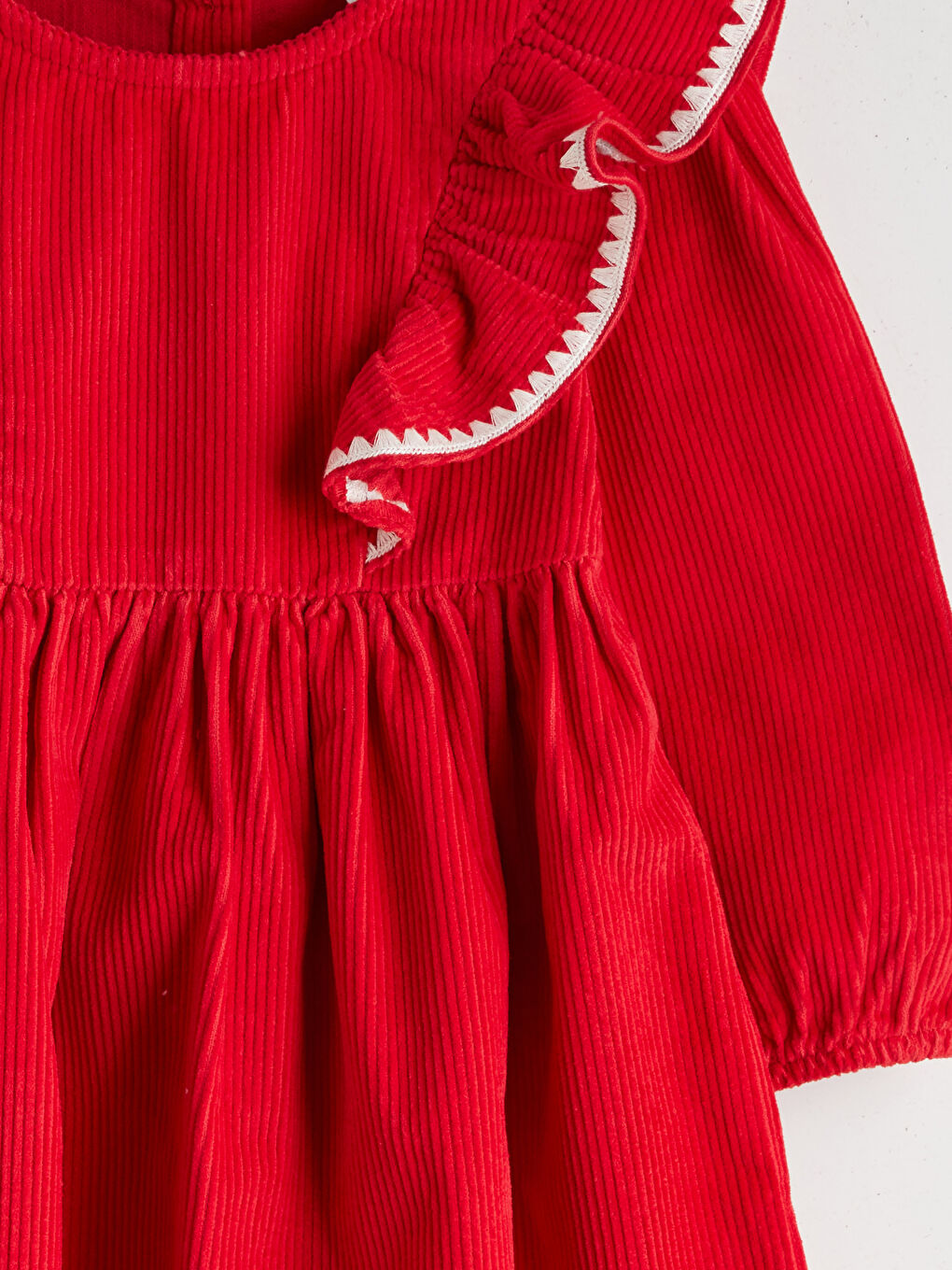 Crew Neck Velvet Girls' Dress-2