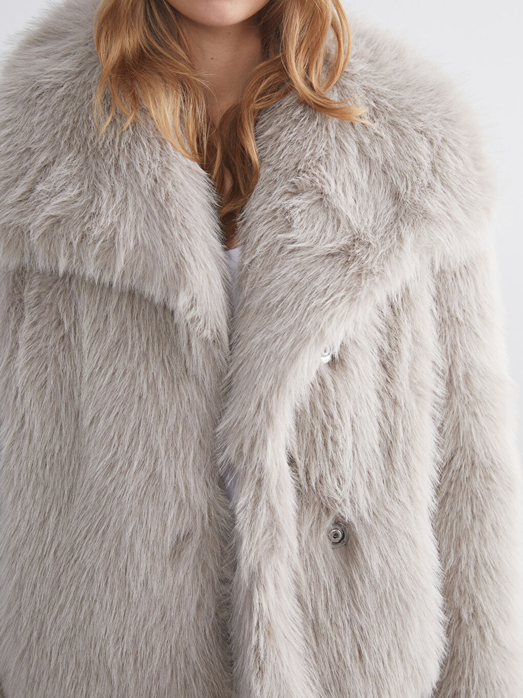 Jacket Neck Women's Fur Coat-2
