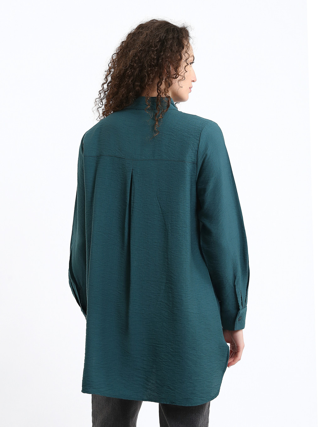 Tunique Chemise Col Mao Pour Femmes-8