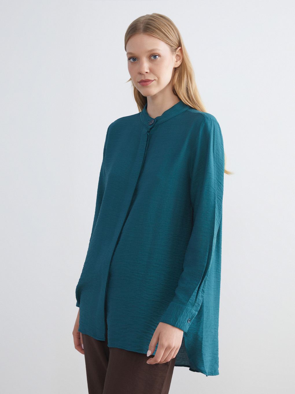 Tunique Chemise Col Mao Pour Femmes