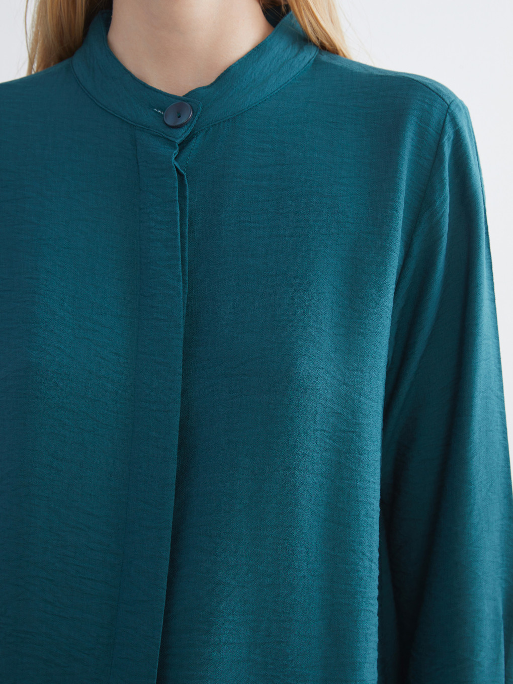 Tunique Chemise Col Mao Pour Femmes-5