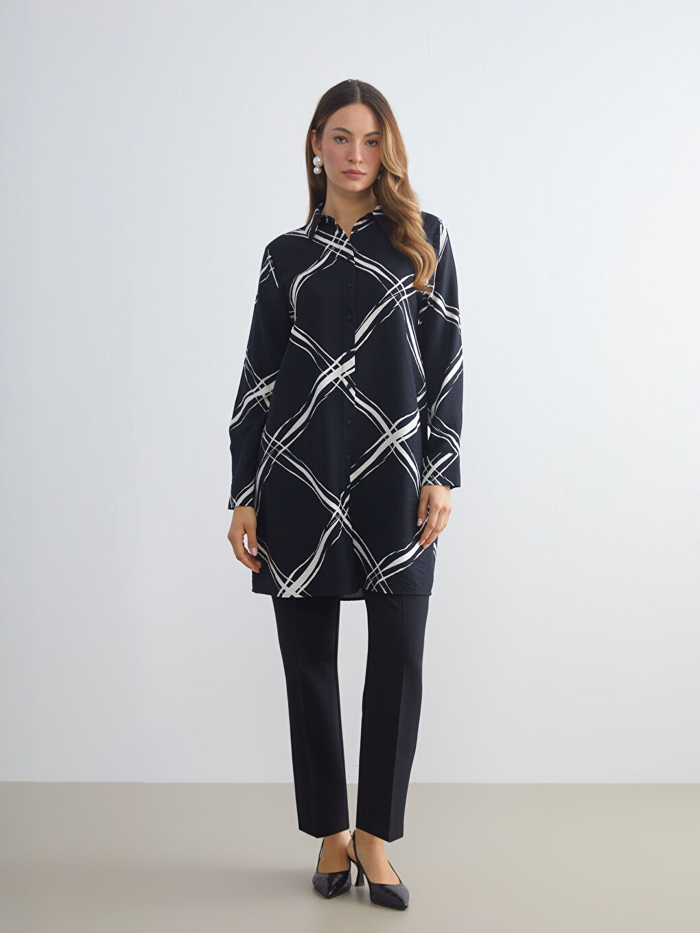 Patterned Women's Shirt Tunic-1
