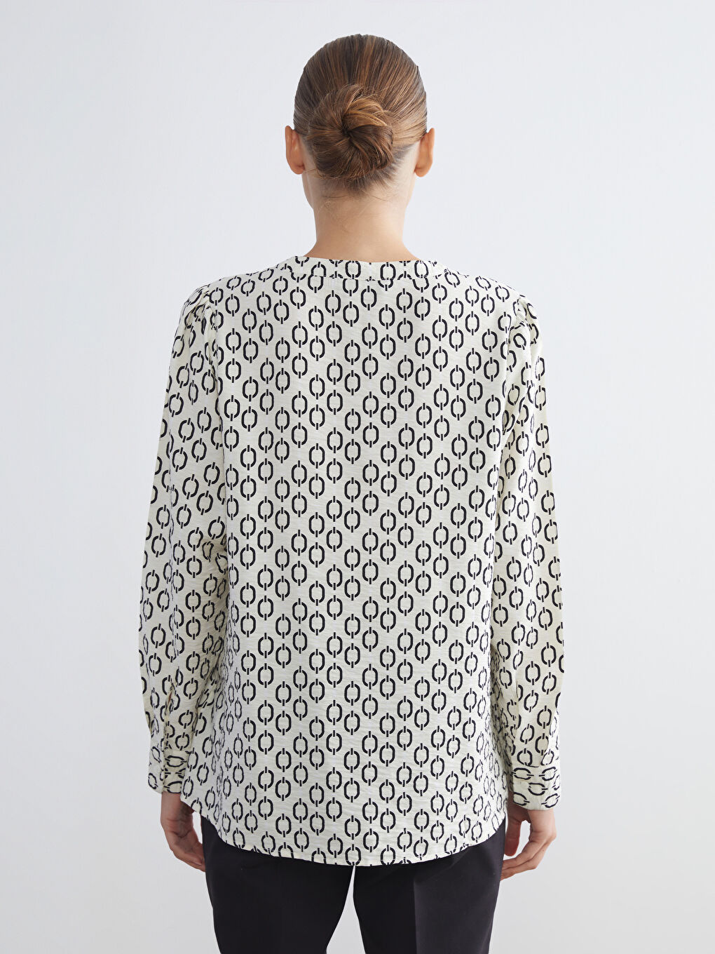 Notch Neck Patterned Blouse-3