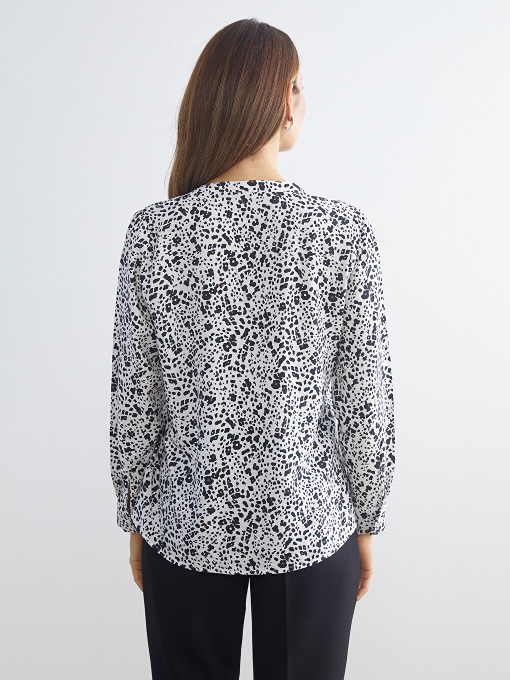 Notch Neck Patterned Blouse-3