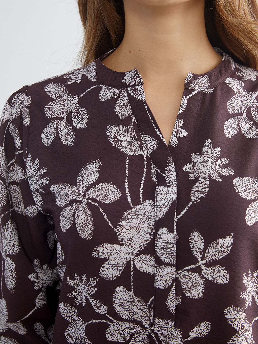 Notch Neck Patterned Blouse-2