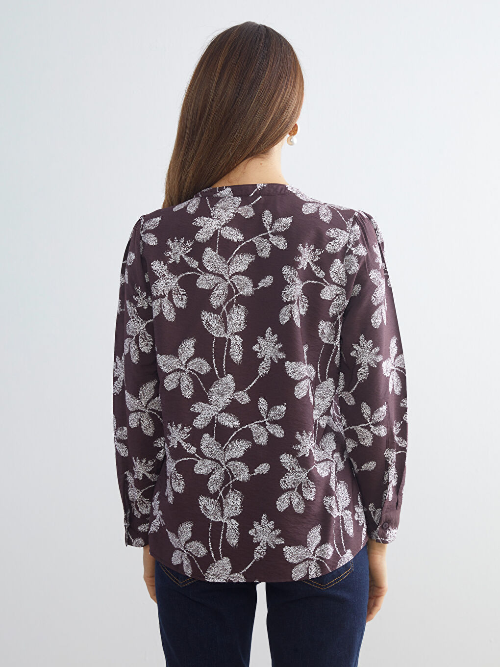 Notch Neck Patterned Blouse-3