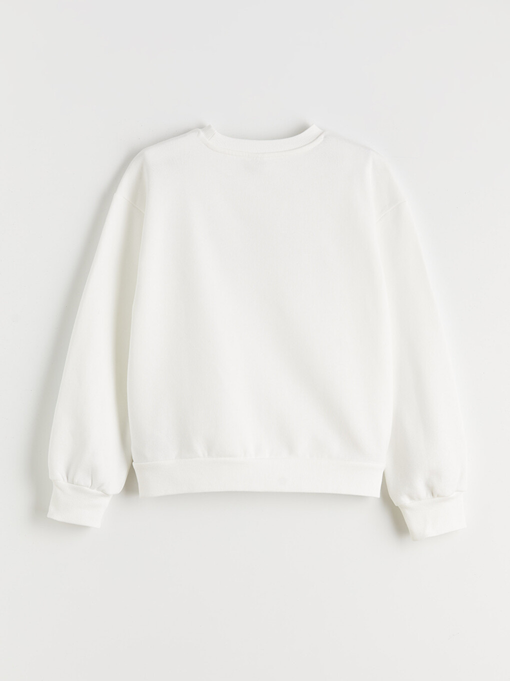 Ekru Bisiklet Yaka Baskılı Kız Çocuk Sweatshirt-1