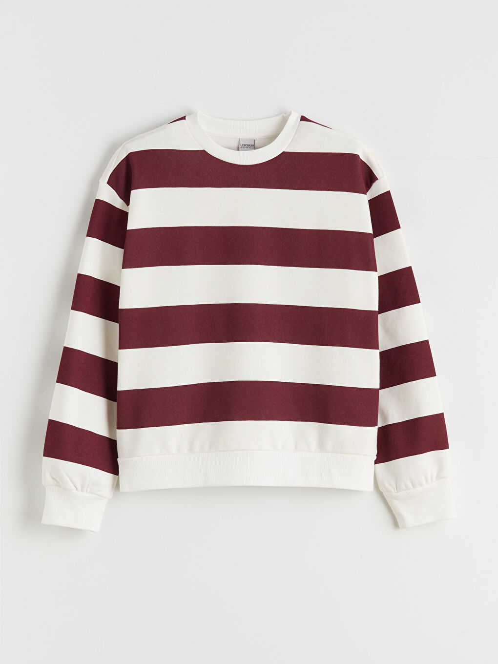 Kırmızı Bisiklet Yaka Çizgili Kız Çocuk Kalın Sweatshirt