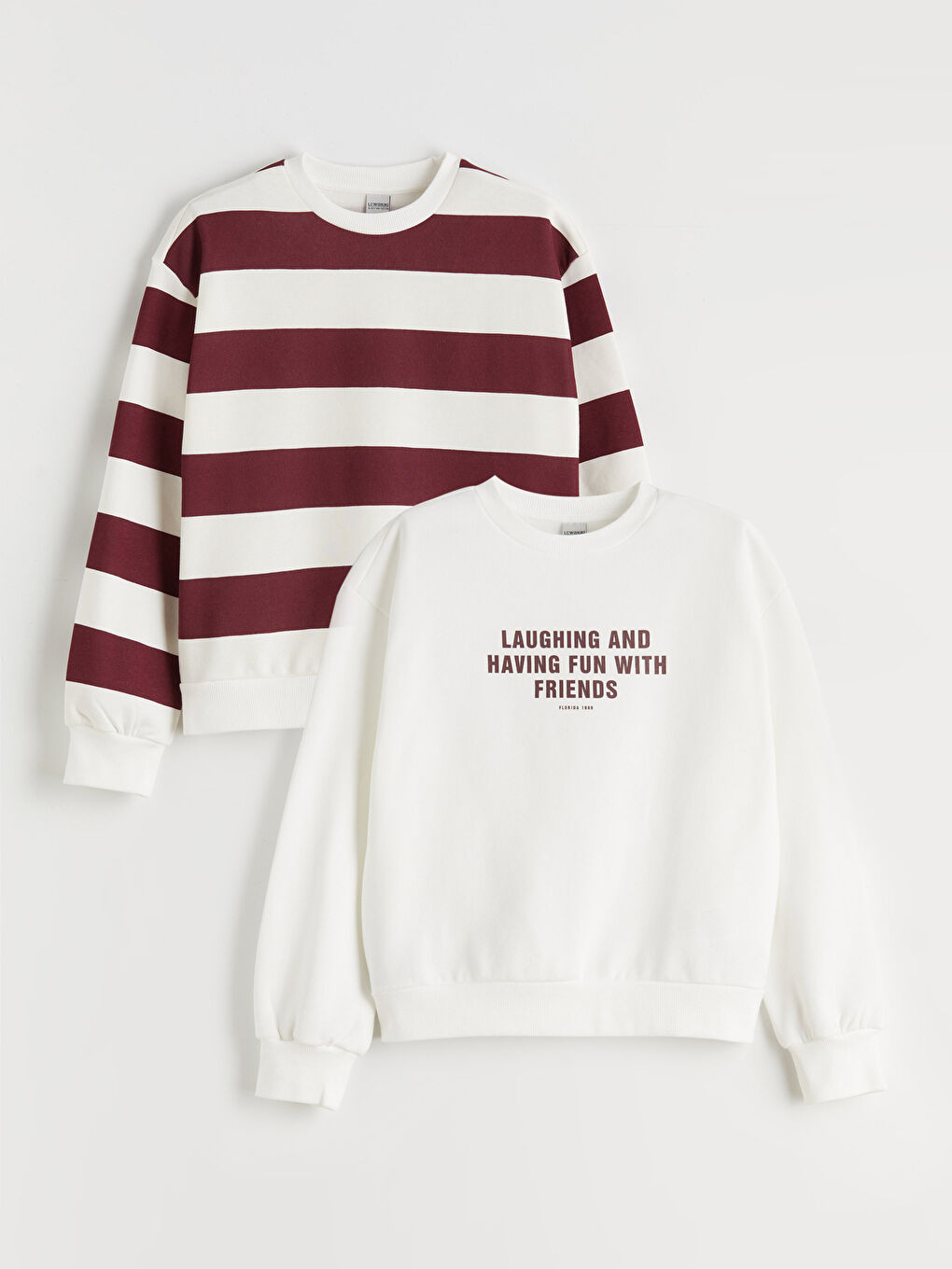 Crew Neck Girl's Thick Sweatshirt, Pack of 2