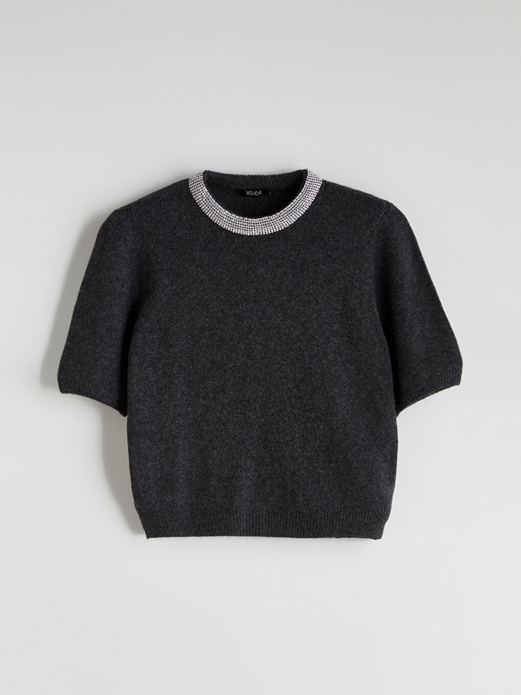 Crew Neck Rhinestone Embellished Women's Knit Sweater-4