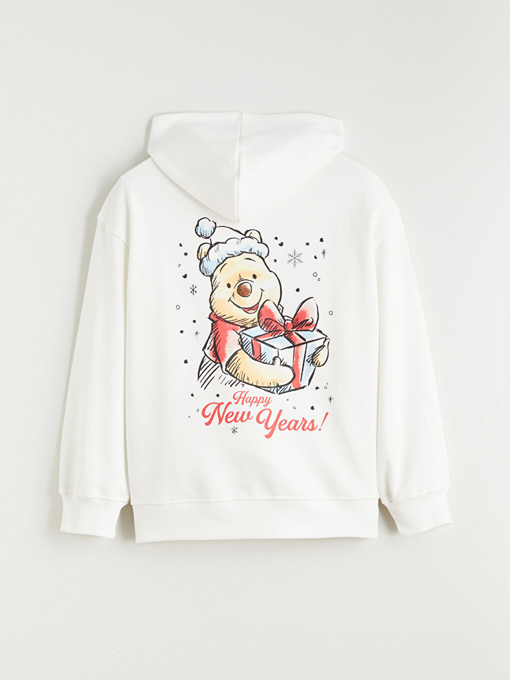 Ekru Kapüşonlu Winnie the Pooh Baskılı Kız Çocuk Kalın Sweatshirt-5
