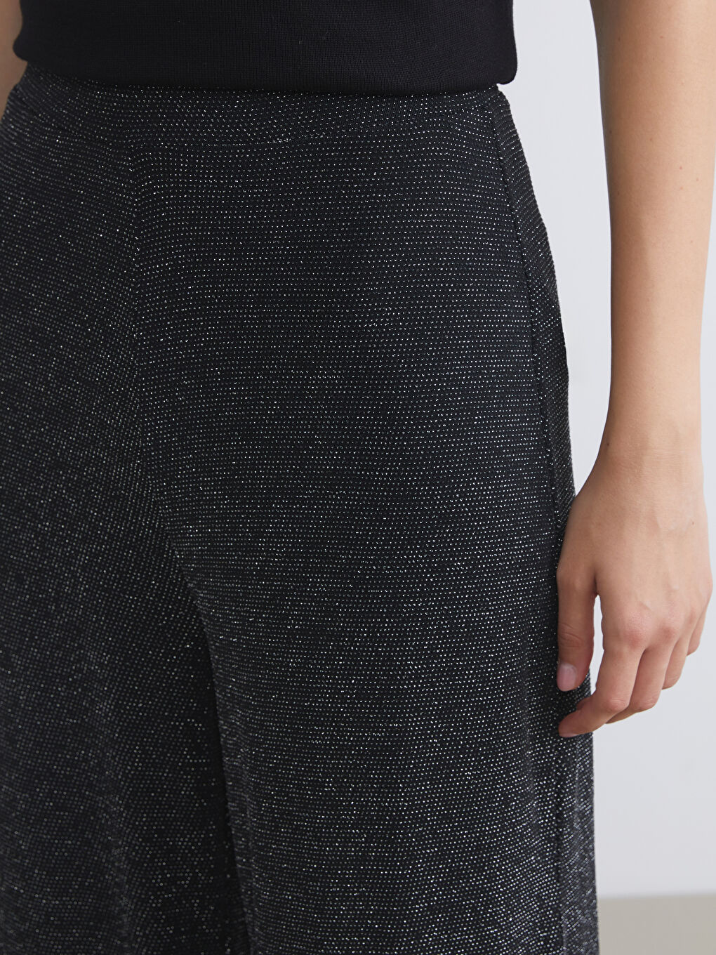 Pantalone sa elastičnim strukom sjajnog izgleda za žene-2