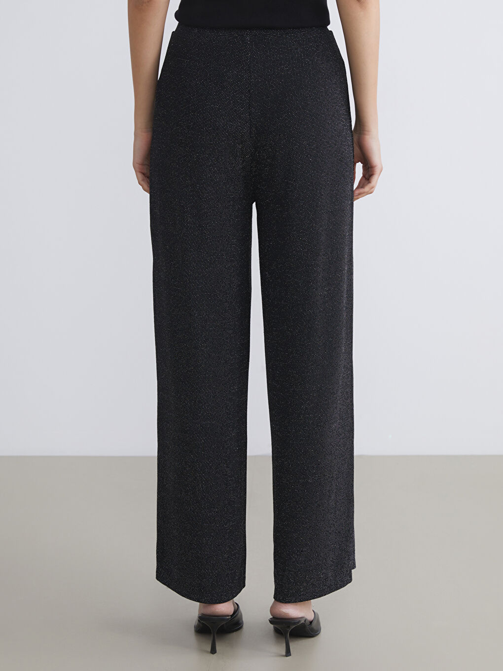 Pantalone sa elastičnim strukom sjajnog izgleda za žene-3