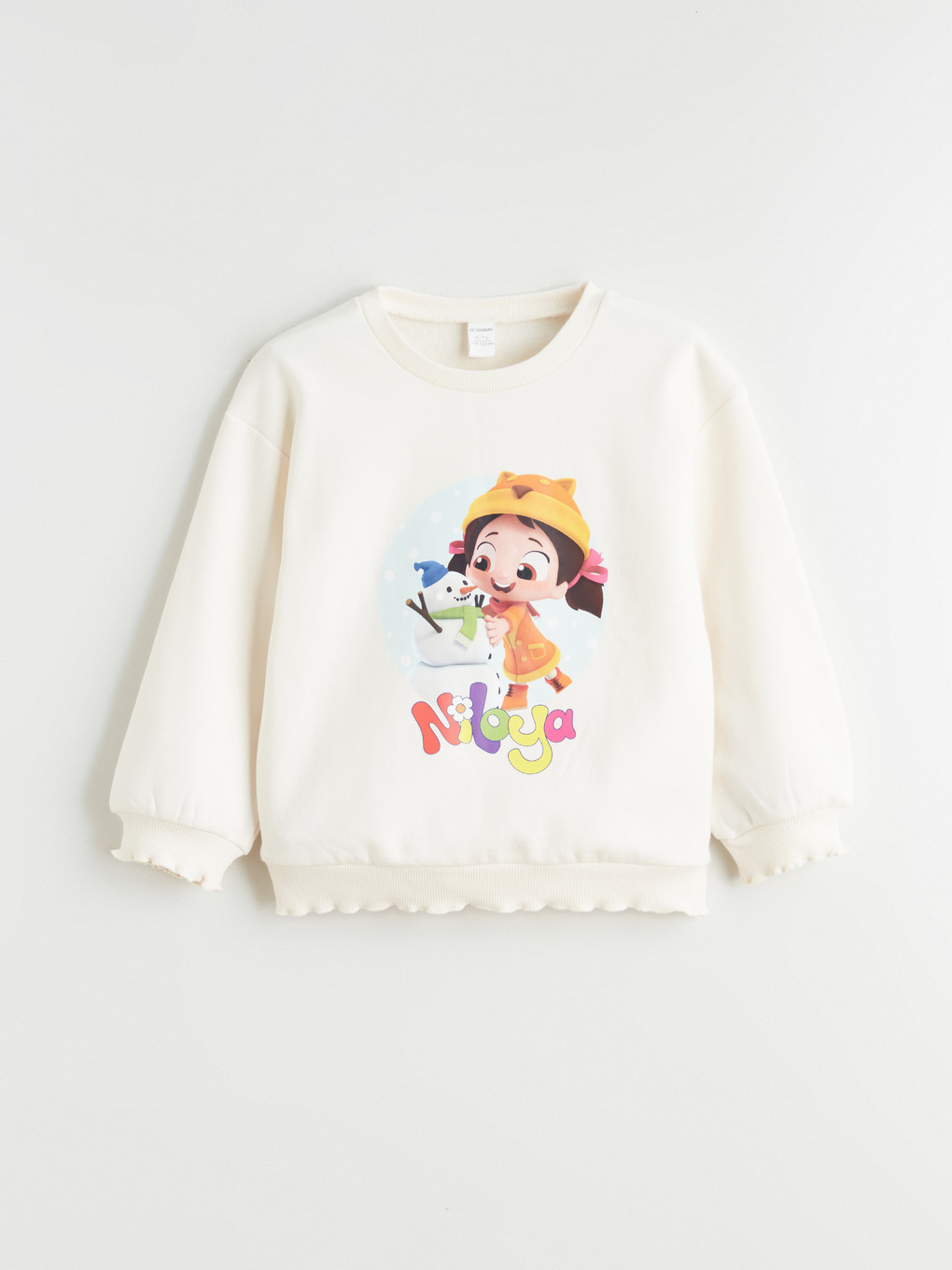 Ekru Niloya Baskılı Kız Çocuk Sweatshirt