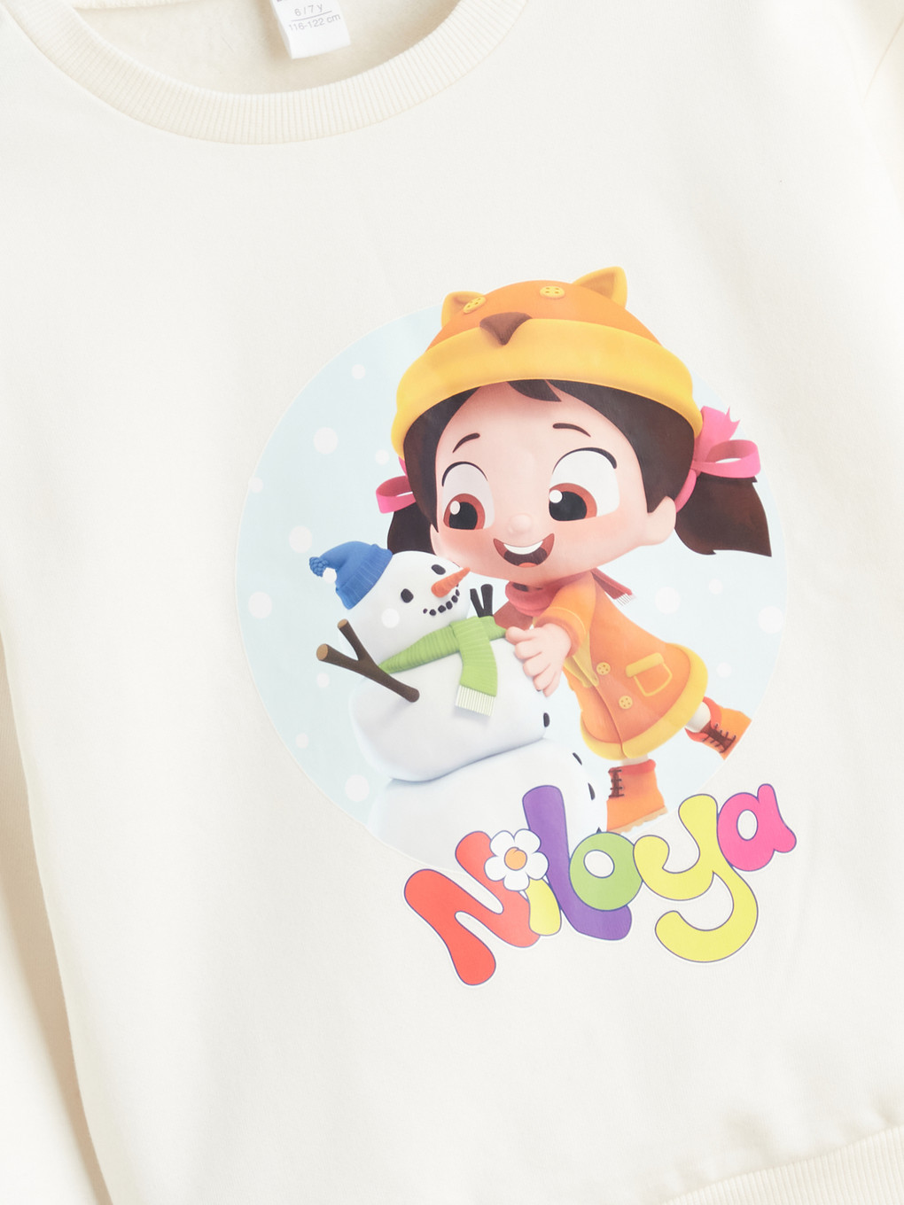 Ekru Niloya Baskılı Kız Çocuk Sweatshirt-2