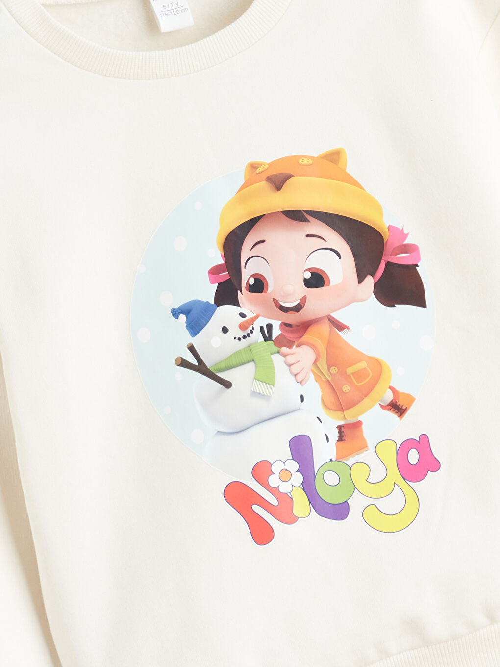 Ekru Niloya Baskılı Kız Çocuk Sweatshirt ve Tayt 2'li Takım-4