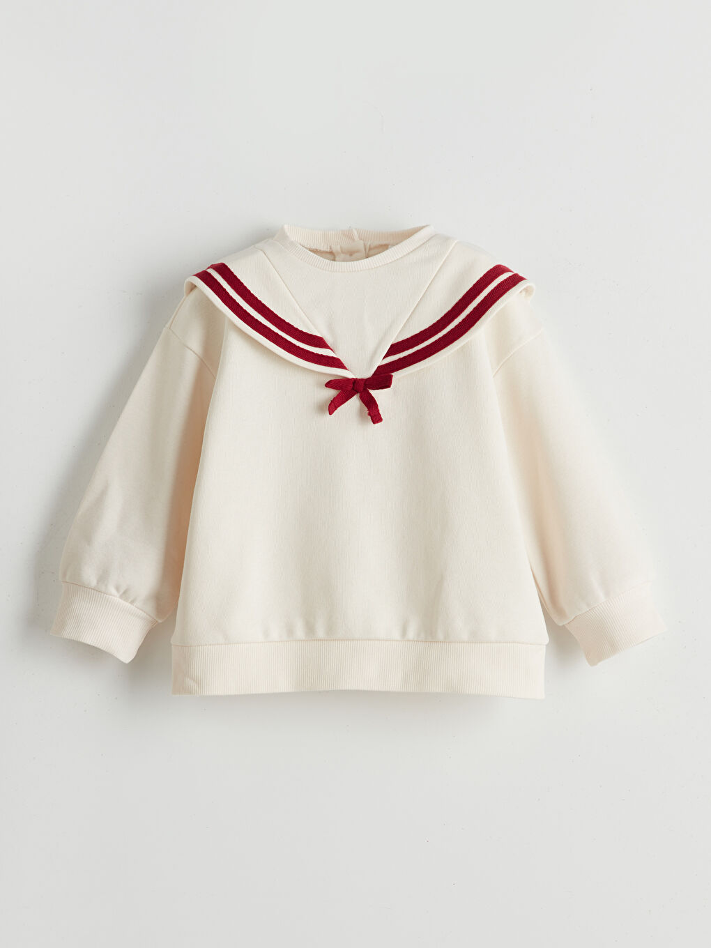 Ekru Bisiklet Yaka Kız Çocuk Sweatshirt-1