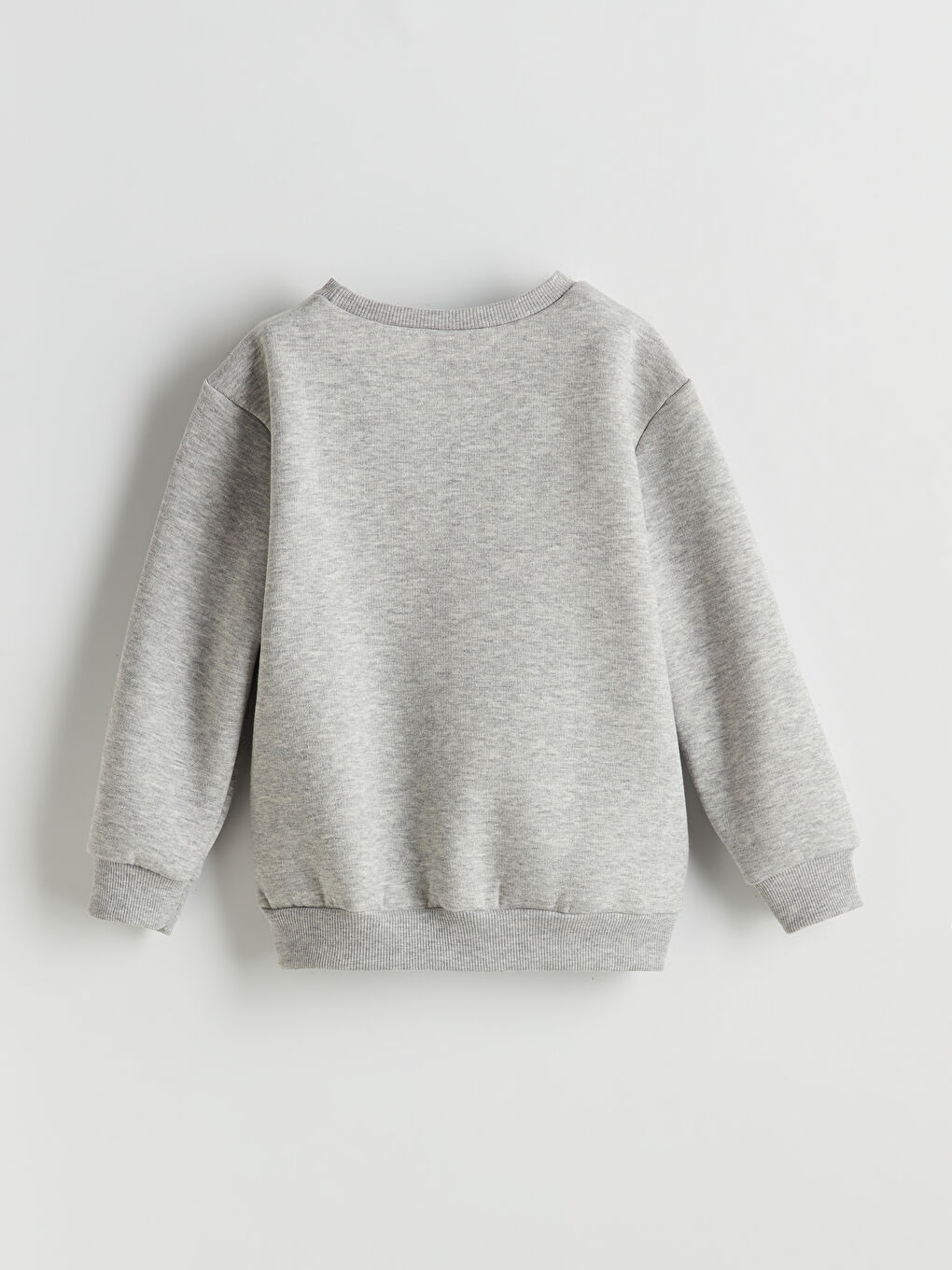 Gri Bisiklet Yaka Yazı Baskılı Kız Çocuk Sweatshirt-1