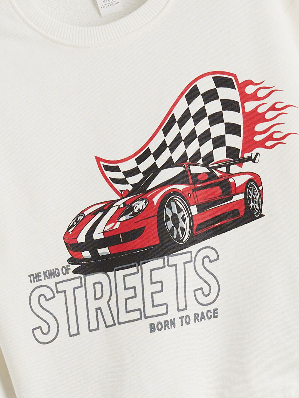Ekru Araba Baskılı Erkek Çocuk Sweatshirt-2