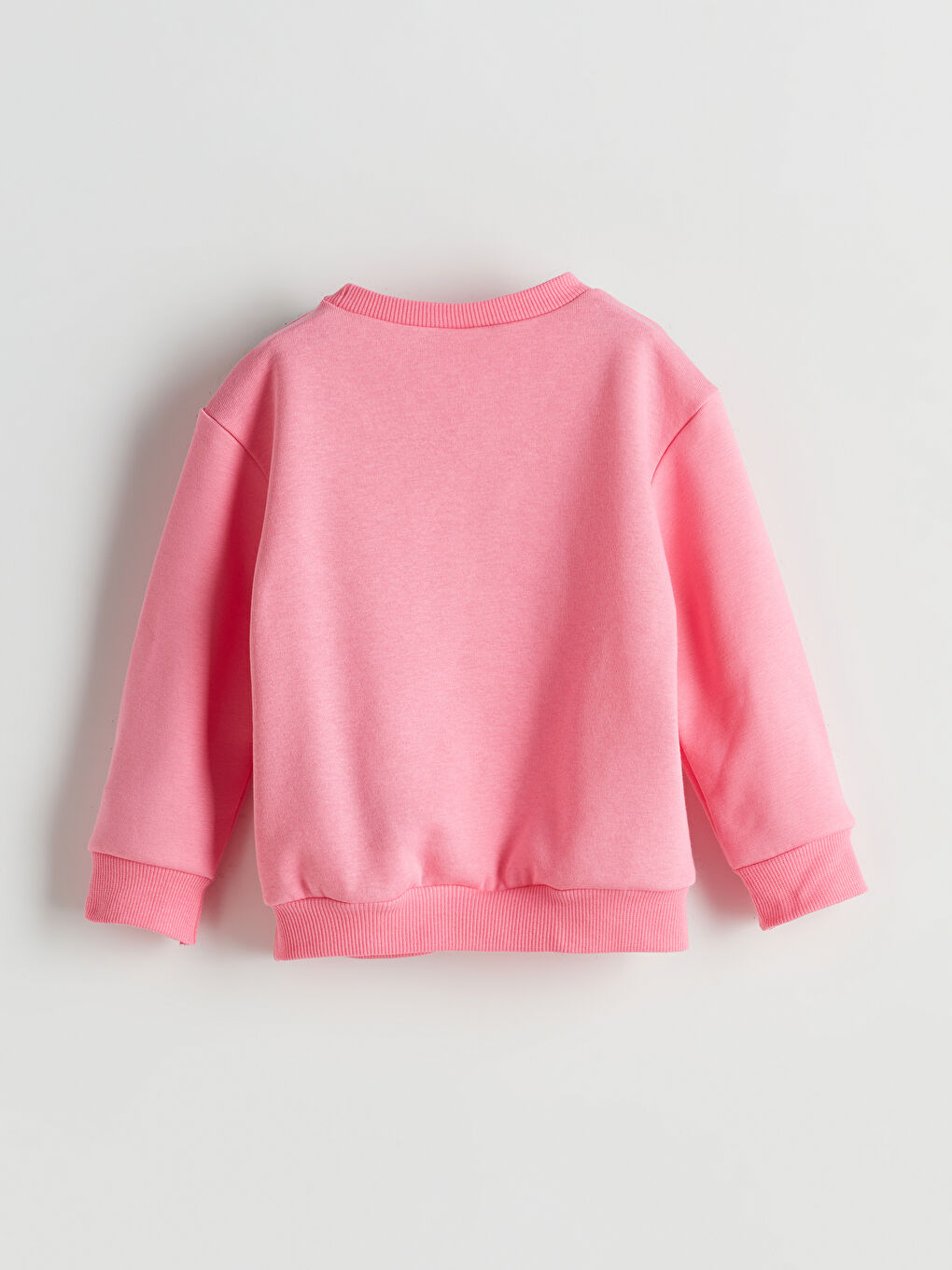 Pembe Bisiklet Yaka Yazı Baskılı Kız Çocuk Sweatshirt-1