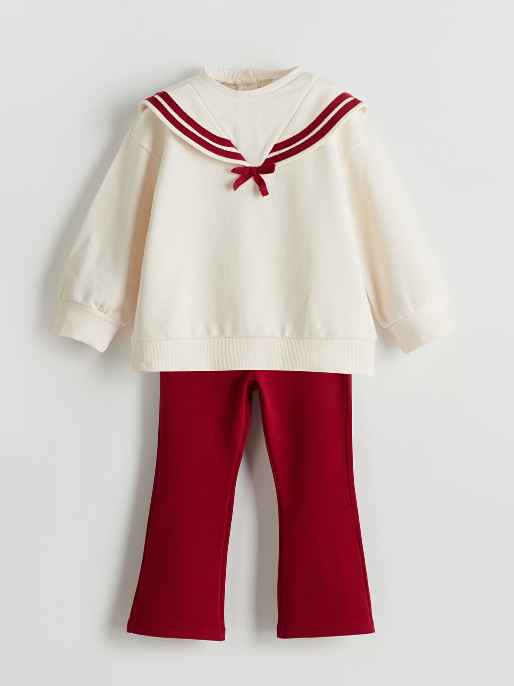 Ribbon Detailed Girls' Sweatshirt and Leggings 2 Pack
