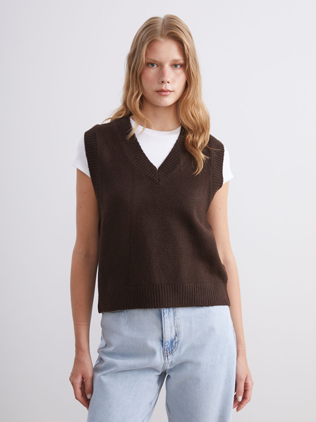 V Neck Women's Knitwear Sweater Vest