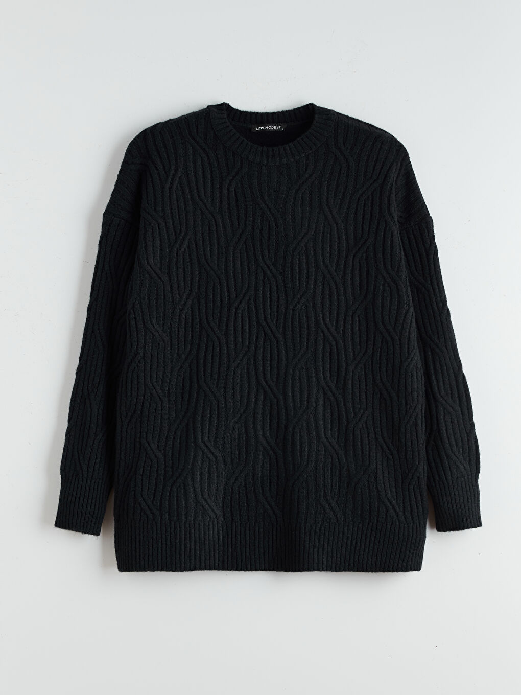 Crew Neck Self-Patterned Women's Knitwear Sweater-4