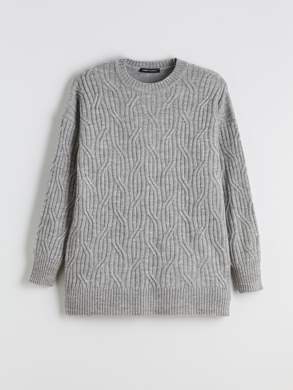 Crew Neck Self-Patterned Women's Knitwear Sweater-4