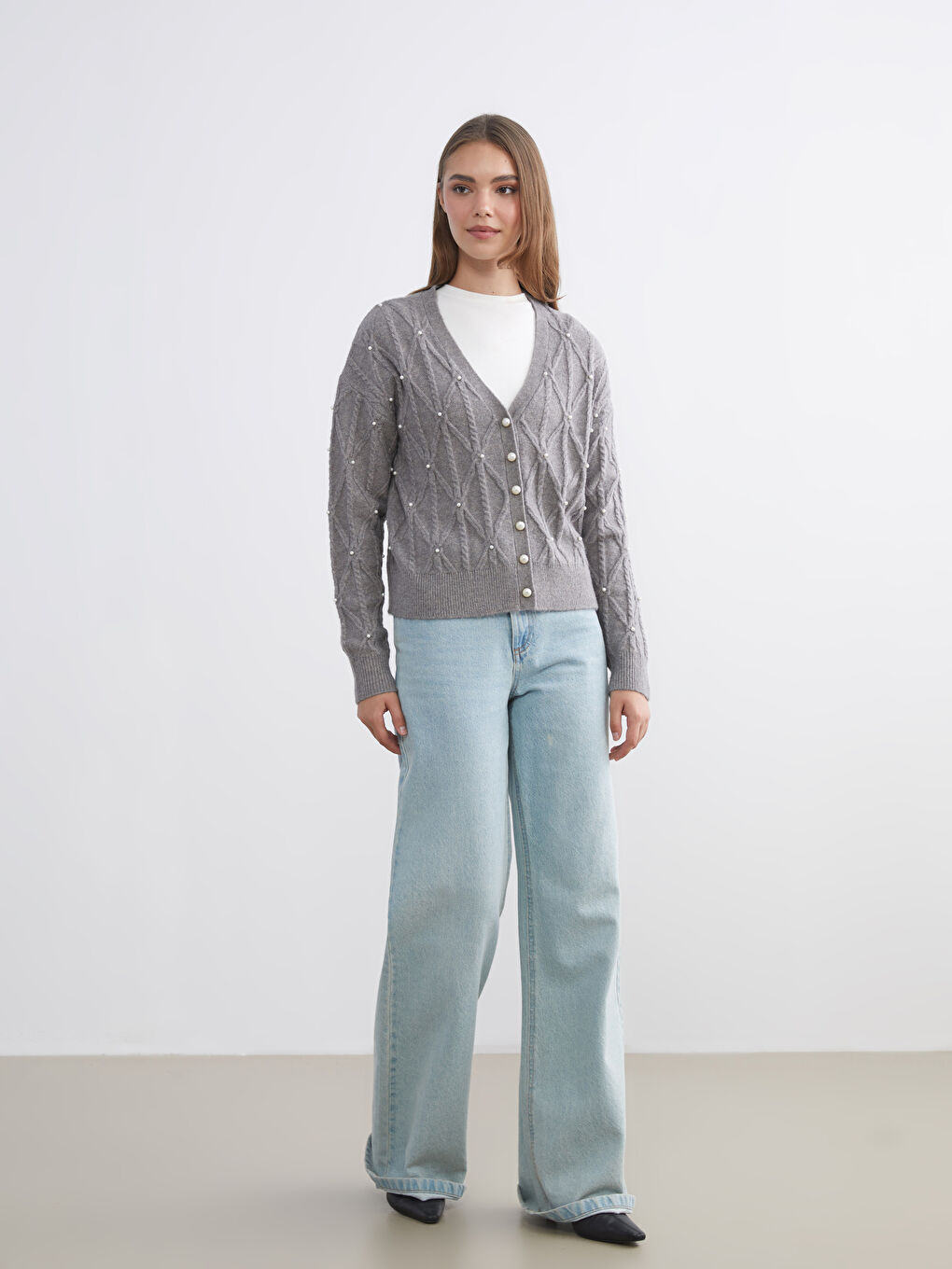 Woman GREY Cardigan-1