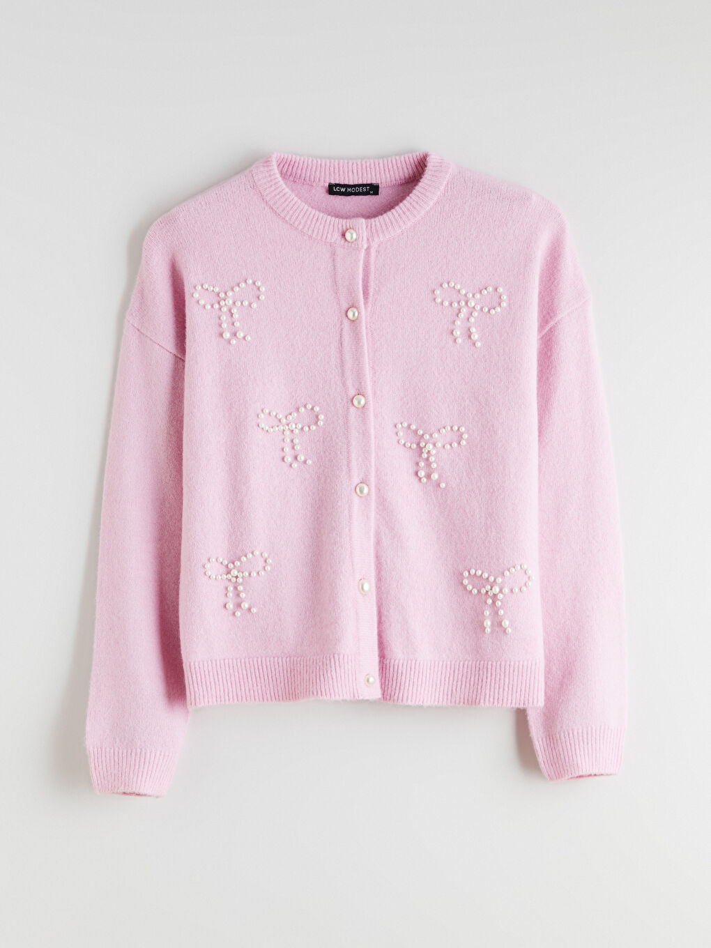 Crew Neck Beaded Women's Knit Cardigan-4