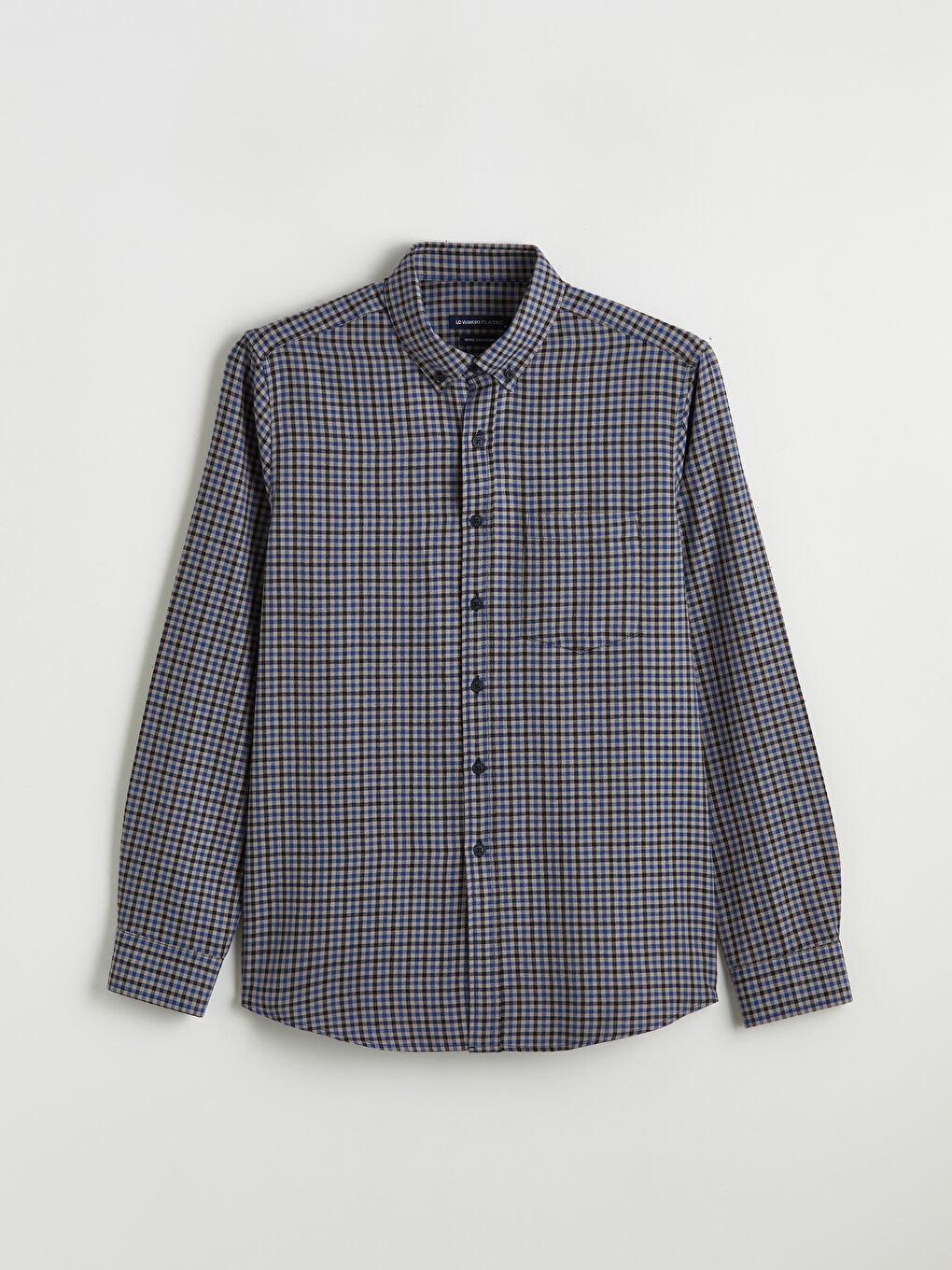 Mavi Regular Fit Uzun Kollu Ekose Gabardin Erkek Gömlek-4