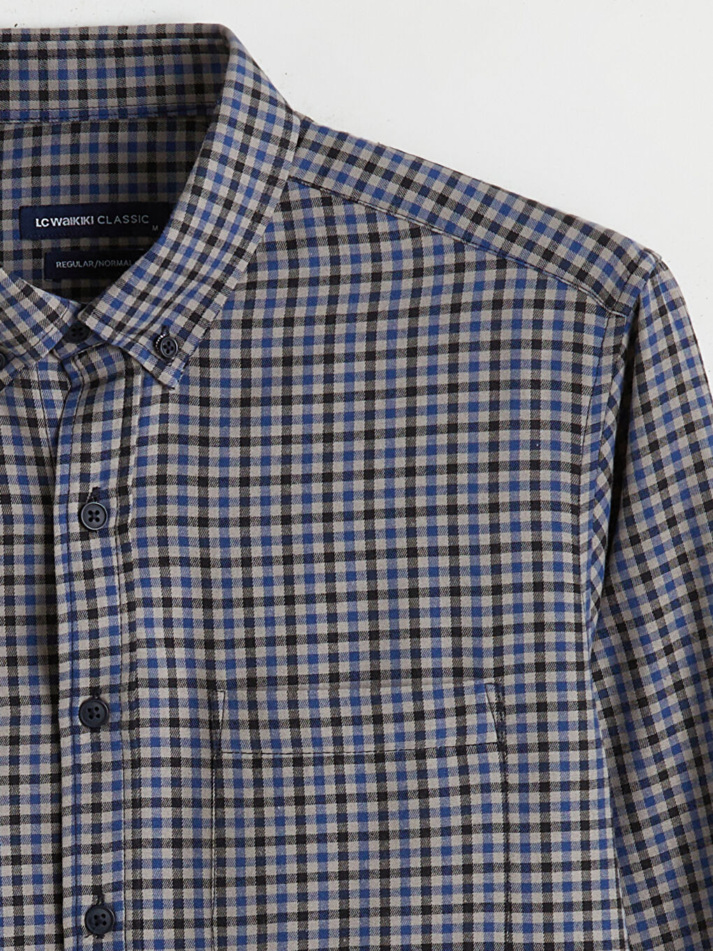 Mavi Regular Fit Uzun Kollu Ekose Gabardin Erkek Gömlek-5