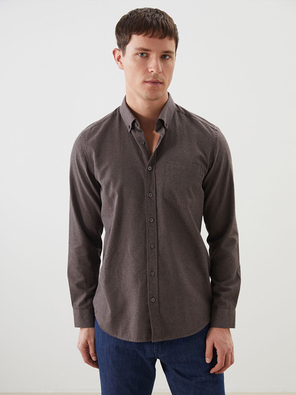 LCWAIKIKI Classic Regular Fit Long Sleeve Gabardine Men's Shirt -W5EB48Z8-D3G