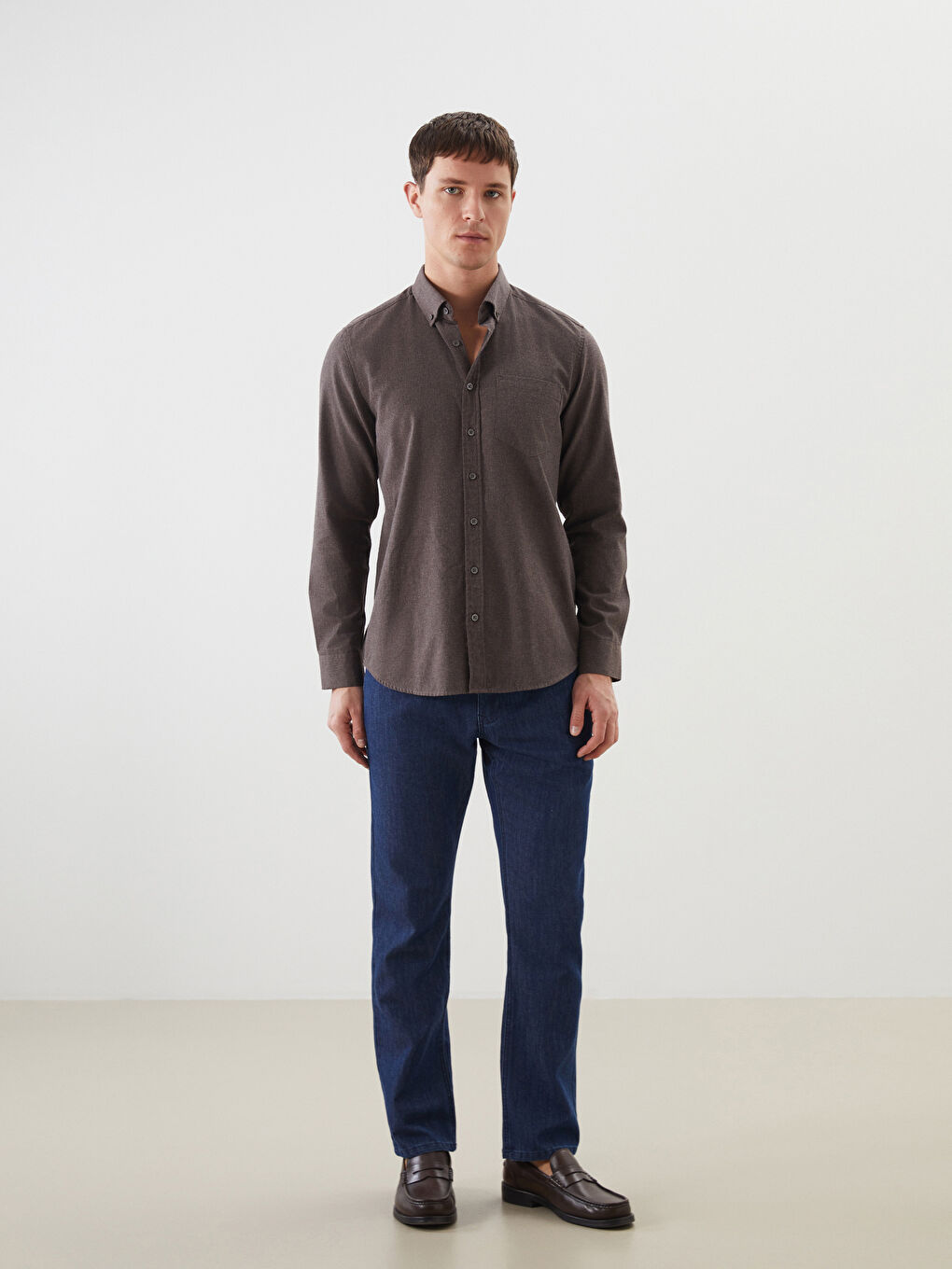 LCWAIKIKI Classic Regular Fit Long Sleeve Gabardine Men's Shirt -W5EB48Z8-D3G